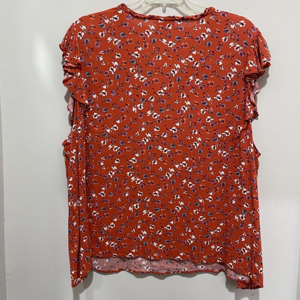Molly & Isadora Top Plus Size 4X V-Neck Flutter Sleeve Tunic Abstract Floral - Picture 3 of 7